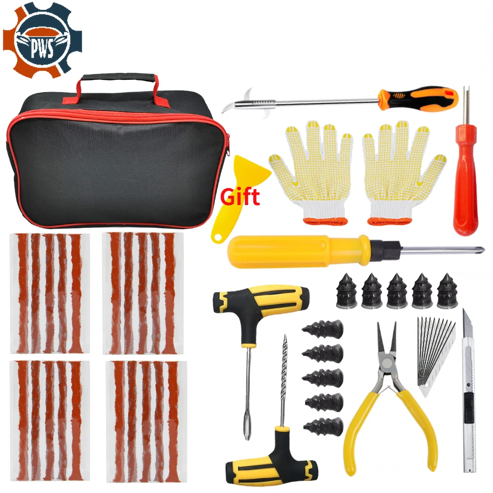 

New Car Tire Repair Tools Tire Repair Kit Studding Tool Set Auto Bike Tubeless Tire Tyre Puncture Plug Garage Tools Accessories