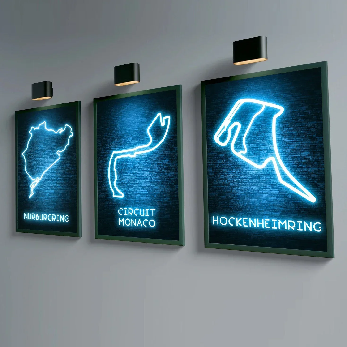 Neon Style F1 Circuit Abstract Neon Poster and Print Canvas Painting Wall Art Pictures for Room Home Decor