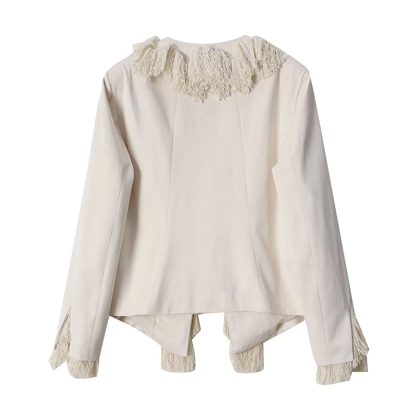KONDALA Vintage Herbst Damenjacke mit Quasten, Mode 2026, elegant, lässig, modern, schick, Damen-Streetwear, V-Ausschnitt, Knopfverschluss, Damen-Oberbekleidung – Detail 3