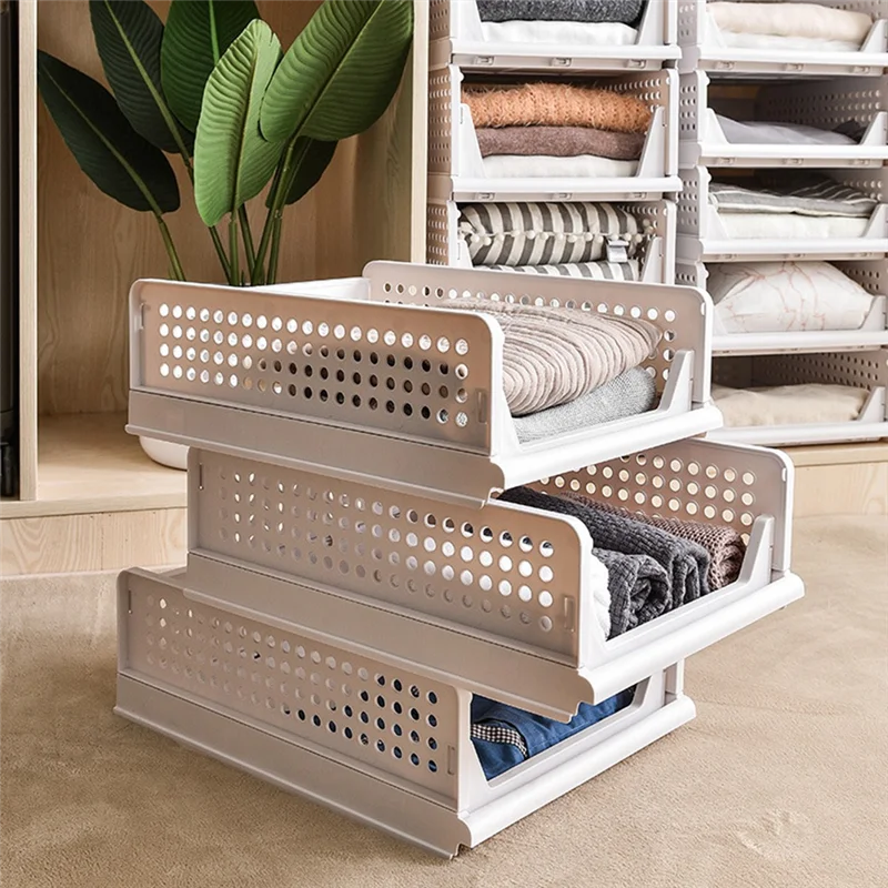 

【Rushed】Stackable Clothes Storage Basket Drawer Storage Basket Wardrobe Storage Layered Partition Wardrobe Storage Basket