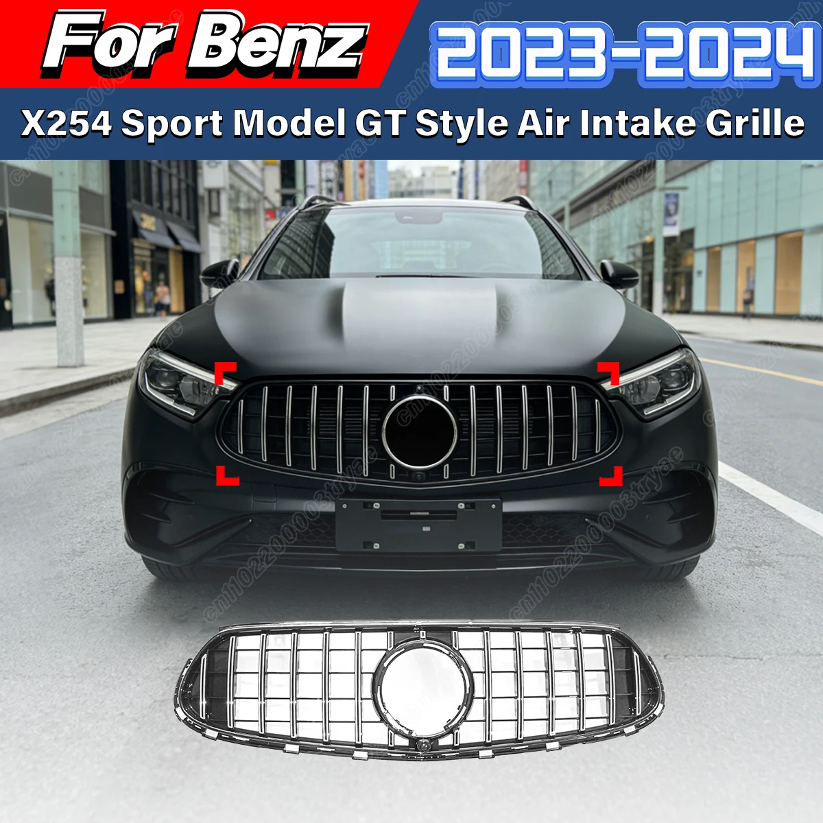 

For Mercedes Benz GLC Sports X254 2023 2024 Car Front Bumper GT Style Radiator Protective Cover Sports SUV Air Intake Grille Kit