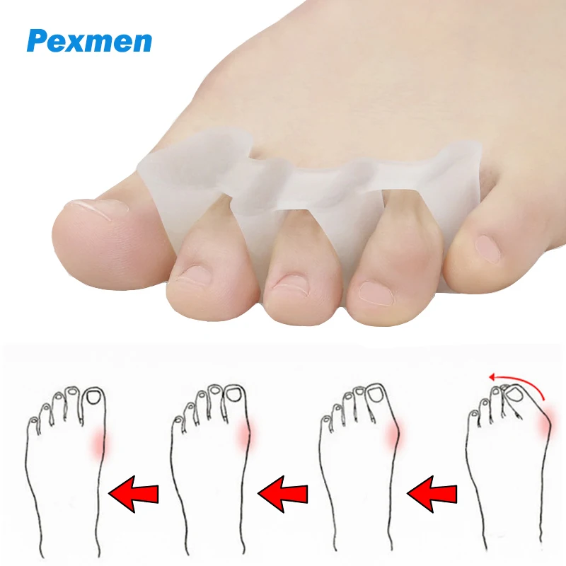 Pexmen 2/4Pcs Gel Toe Separators Spreaders for Pain Relief Temporary Bunion Corrector Toe Spacers Stretchers Foot Care Tool