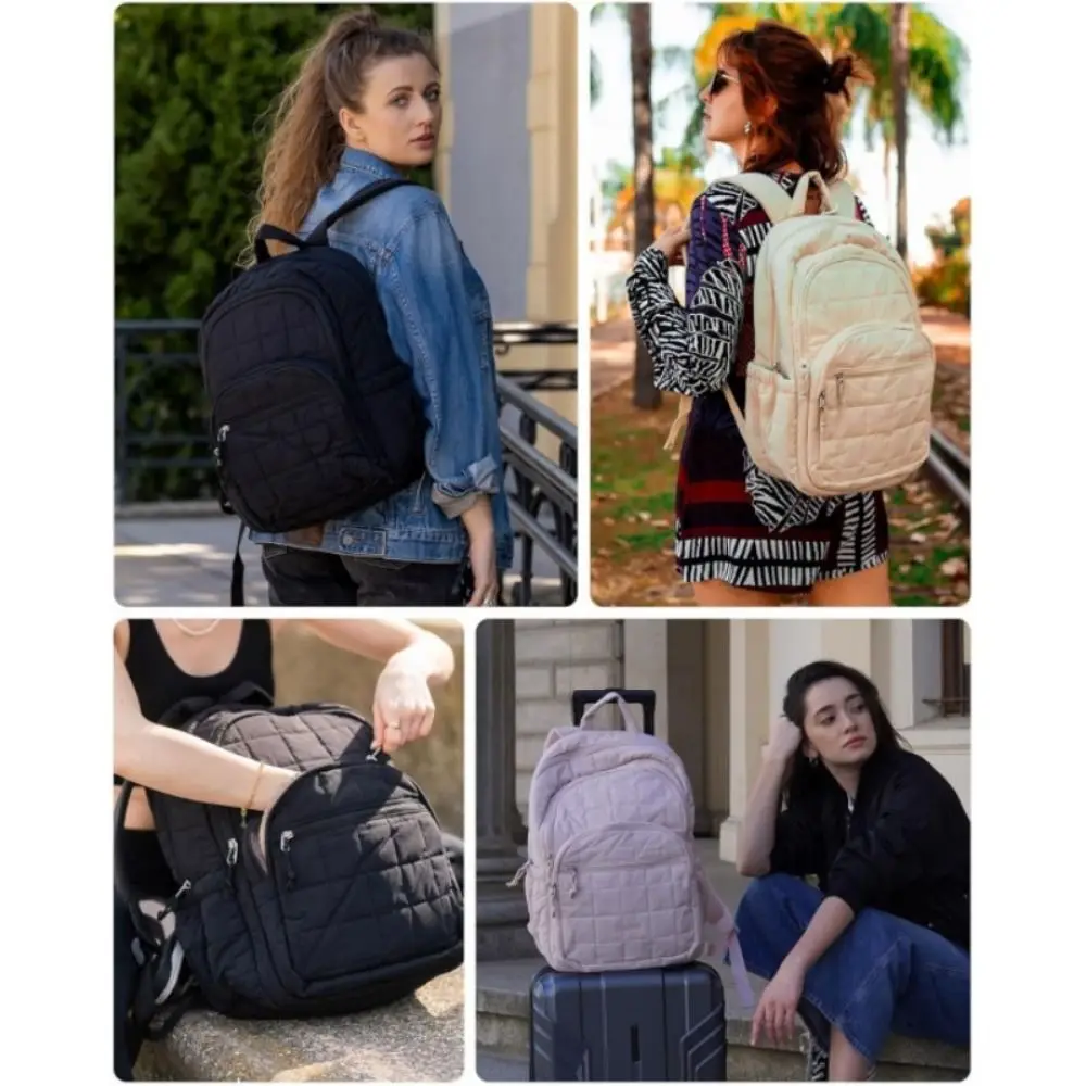 حقيبة ظهر إبداعية للسفر مبطنة منقوشة مقاومة للماء حقيبة ظهر للطلاب الجامعيين عصرية بلون سادة حقائب مدرسية للطلاب للسفر