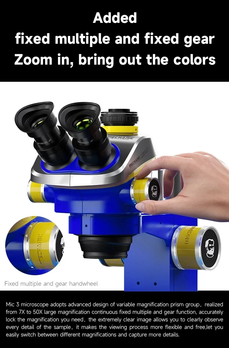 ميكانيكي MIC2-B11 مجهر تكبير مستمر مكبر إلكتروني 360 ° دوران لإصلاح لحام الهواتف رقاقة ثنائي الفينيل متعدد الكلور #3