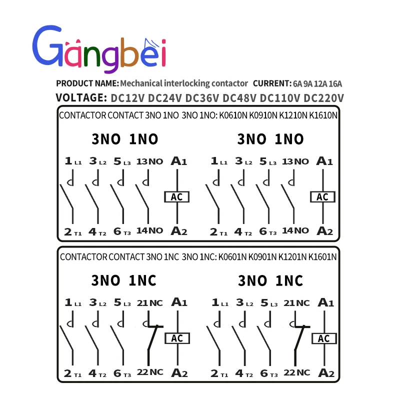 قواطع تيار مستمر صغيرة نوع صغير CJX2K أحجام مختلفة 220VDC 110VDC 48VDC 36VDC 24VDC 12VDC - موصلات التحكم الكهربائي