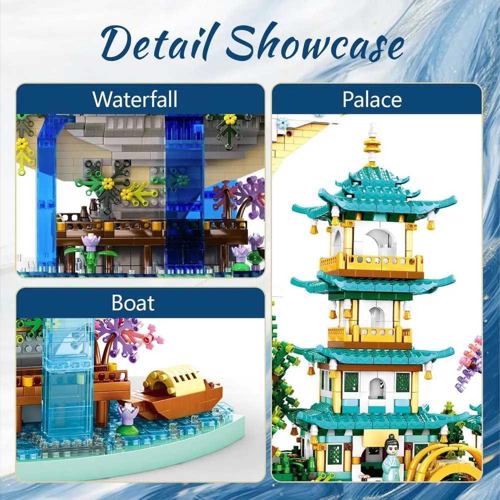 مجموعة بناء جناح مستوحاة من الآسيوية، 4288 قطعة مع ميزات مضيئة، مناسبة للأعمار من 8 سنوات فما فوق