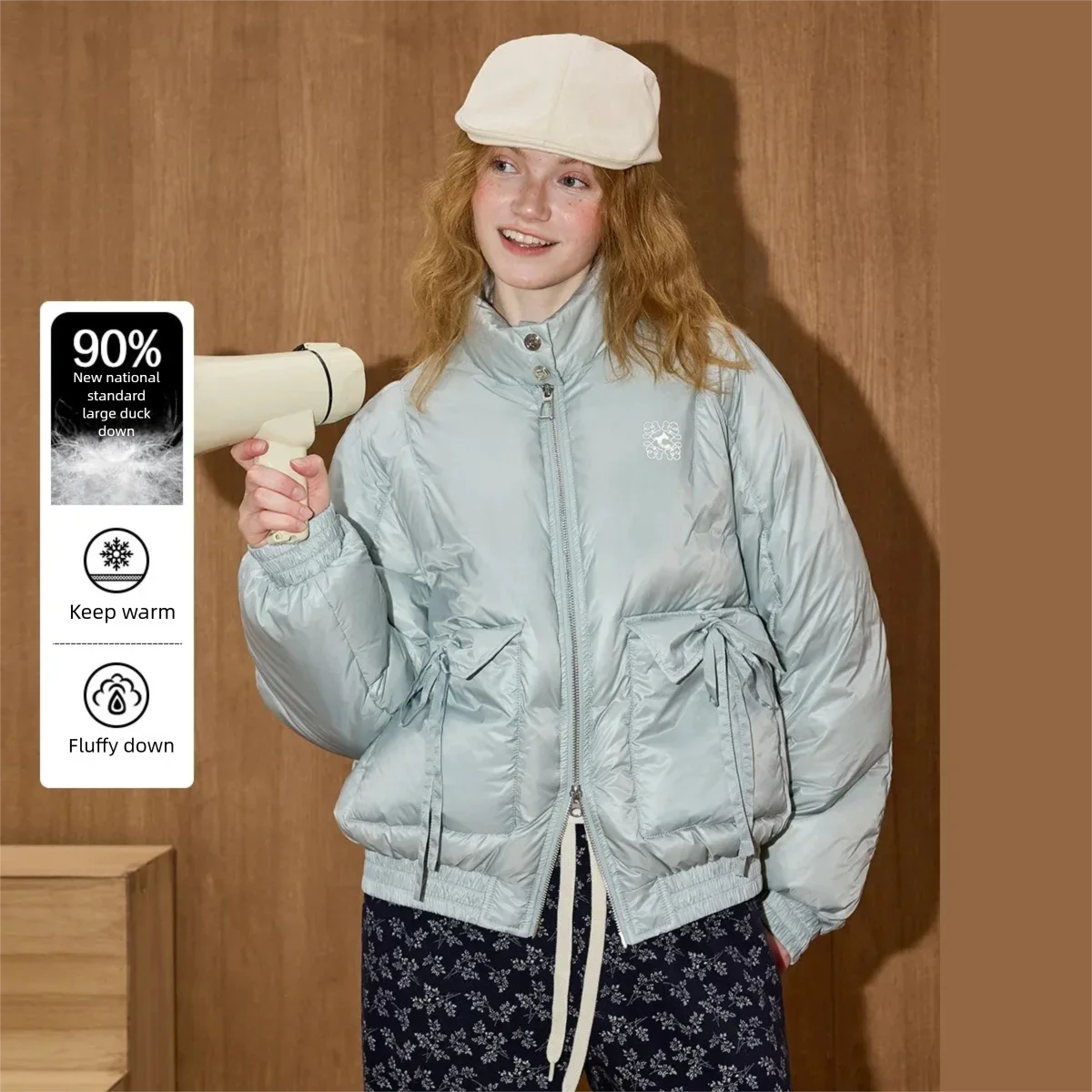 Coolhut الحد الأدنى التعادل الخصر المرأة سترة الشتاء 90% أسفل ملء عالية الرقبة معطف استرخاء صالح سترة منفوخة ملابس خارجية متعددة الاستخدامات