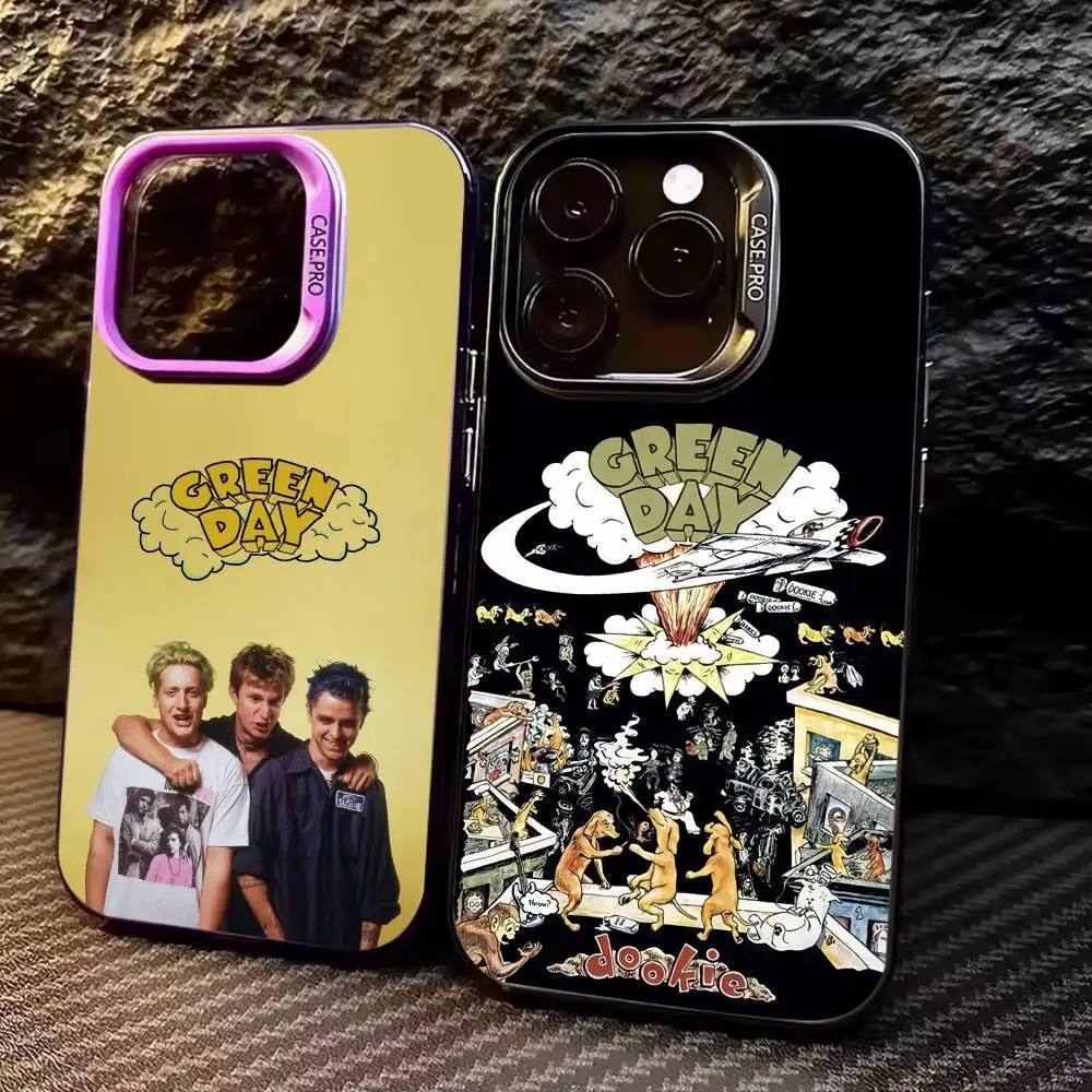 

G-Green Day Band Phone Case For iPhone17,16,15,14,13,12,11 Plus,Pro Max Colored Silver Plated Inside Cover