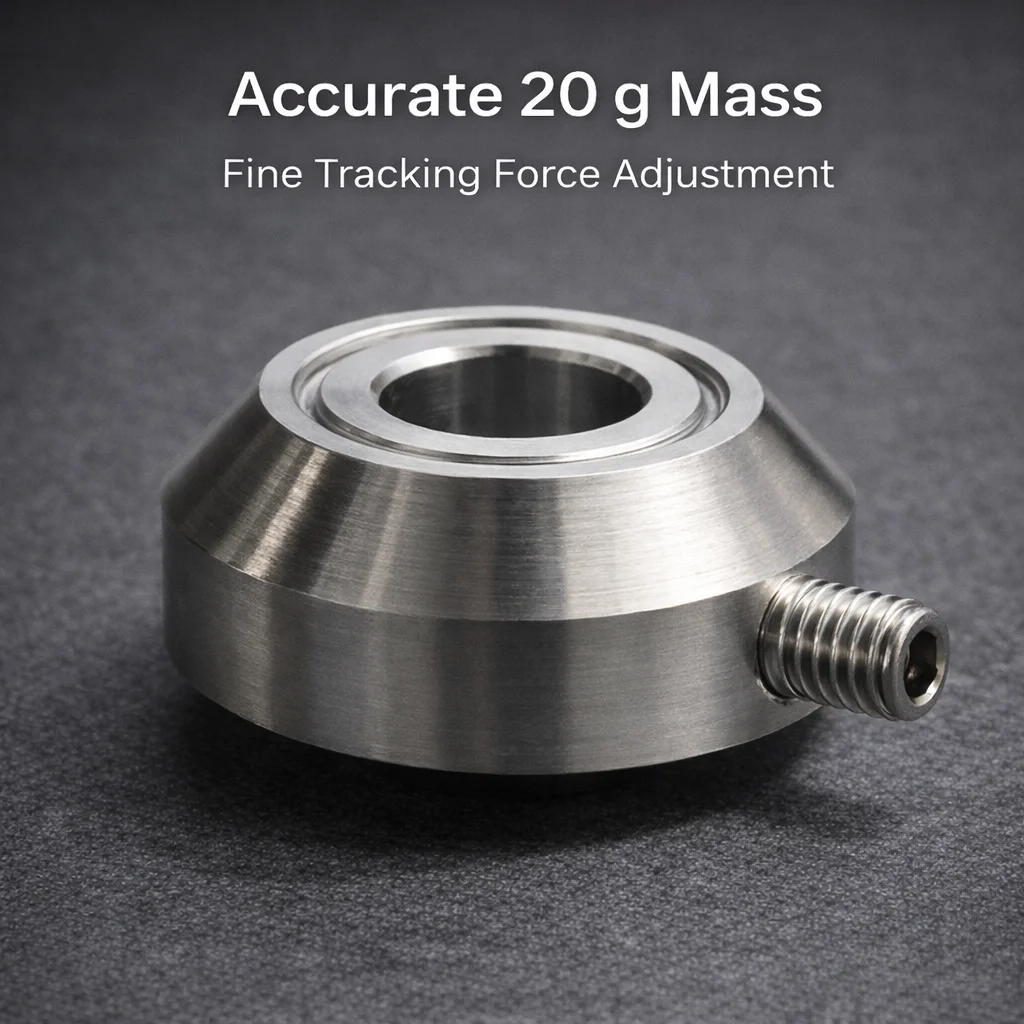 20g Tonearm Tracking Force Weight 9.5mm Bore for SME 3009 3010 3012 Stainless Steel Balance Adjustment Part