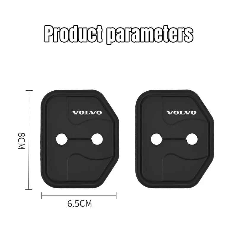 4PCS  Silica gel Car Door Lock Cover Protect Buckle Cover Anti Rust Accessories For Volvo S40 S60 S90 XC60 XC90 V40 V50 V60 V90