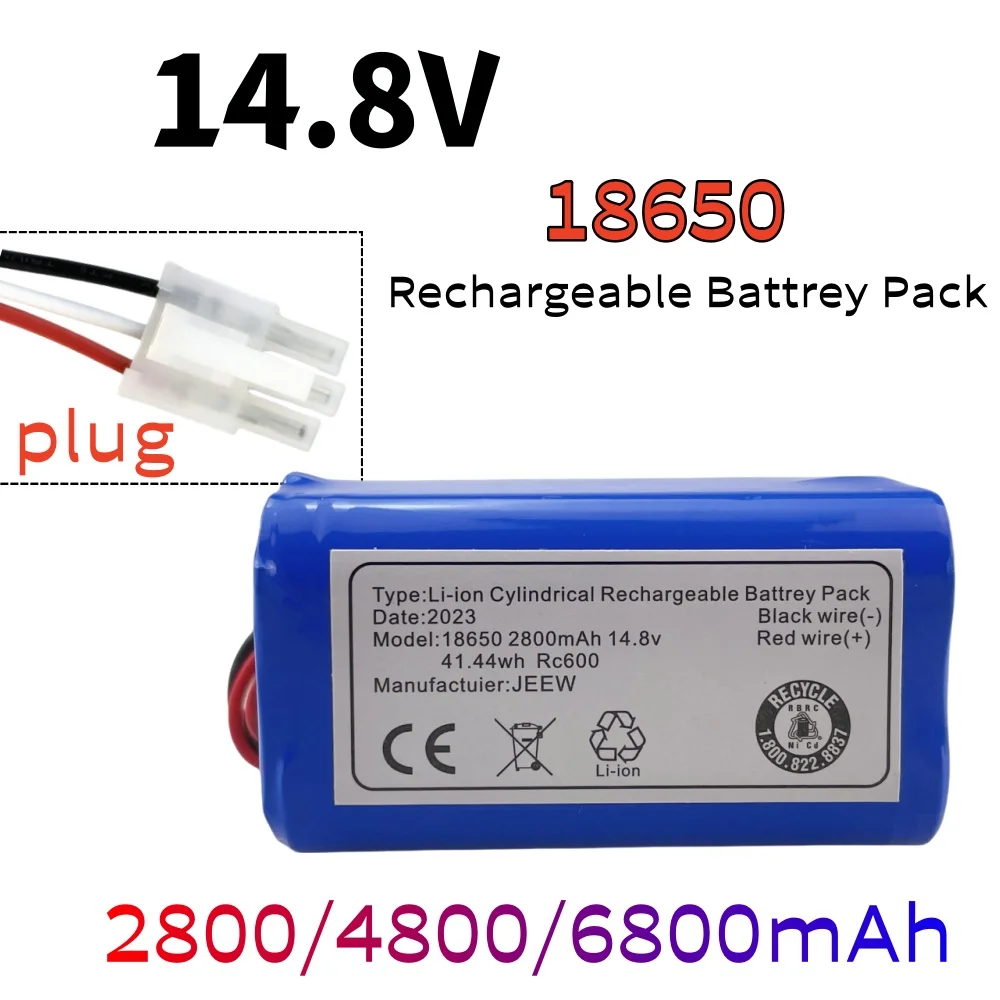 

14.8V 18650-4S1P 2800/4800/6800mAh battery, used for replacing batteries in robot vacuum cleaners