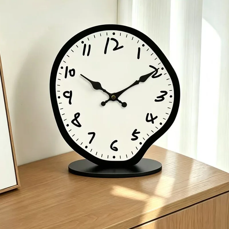 Modern Acrylic Desk Clock Silent Twisted Number Table Clock for Living Room Bedroom Home Decor