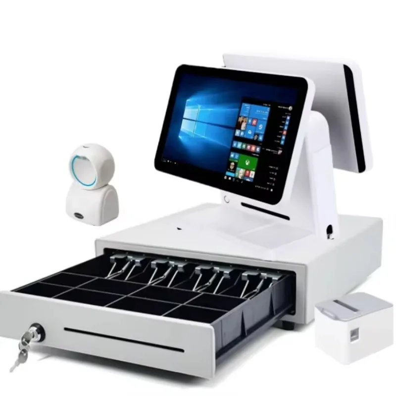 15.6 Inch Touch Screen POS System Cash Register With 15.6 Inch 2nd Display POS Optional Printer Scanner Cash Drawer