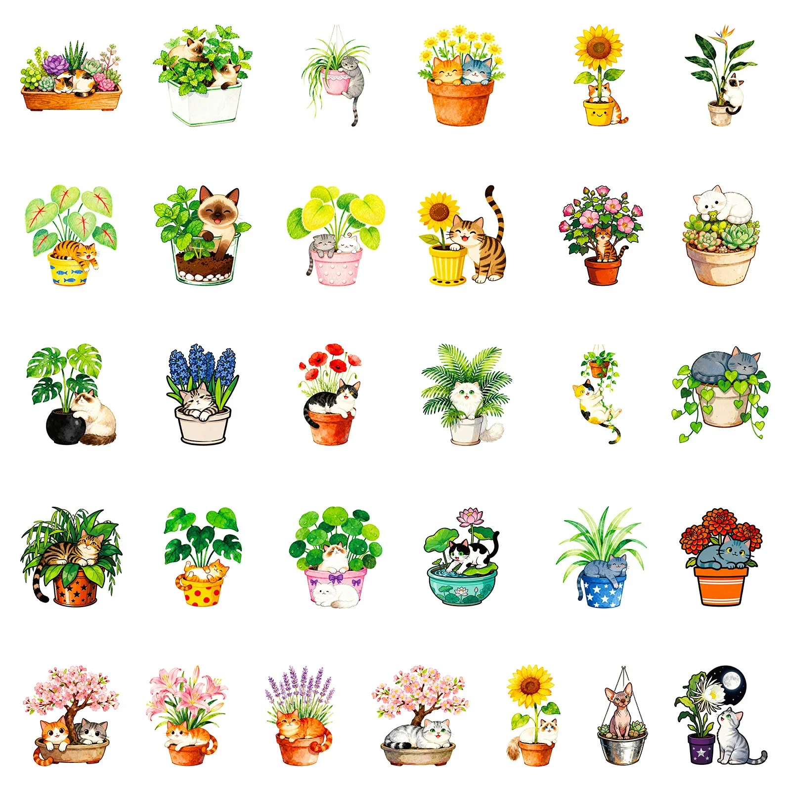 10/56 قطعة الموضة الجمالية القط والنباتات سلسلة الكتابة على الجدران ملصقات لكوب الماء الهاتف الكمبيوتر المحمول القرطاسية الأمتعة #4
