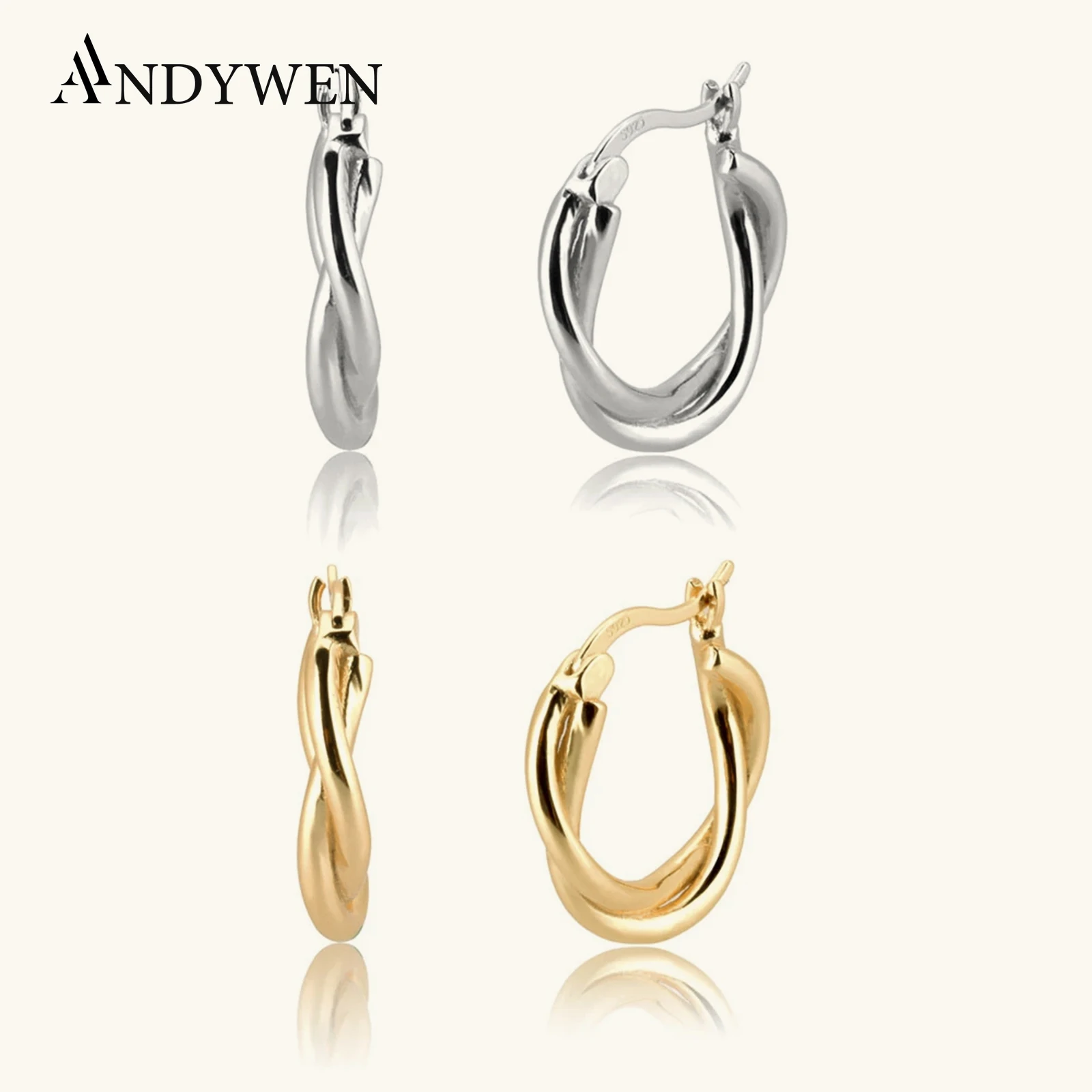 

ANDYWEN 100% 925 Sterling Silver Circle Round Hoops Earring Crystal Luxury 2020 Fashion Jewelry Piercing Ohrringe Pendiente