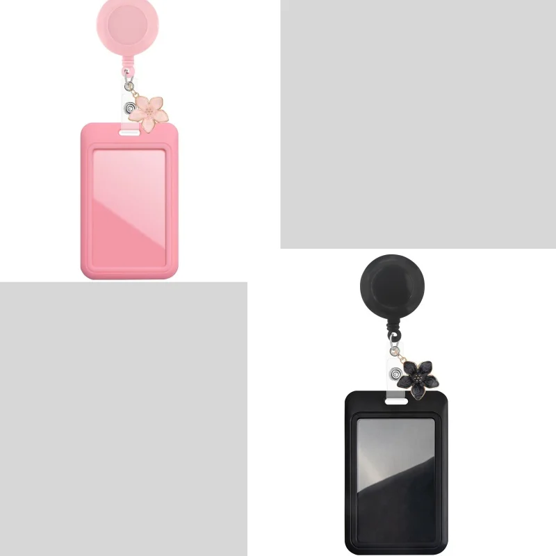 2/1 Piece Set of Sliding Id Card Holders with Retractable Lanyard for Nurse Id Cards, Cute Badge Lanyard with Flower Charms, Suitable for Credit Cards, Passes, Gifts for Doctors, Nurses, Teachers, and Office Staff, Hal