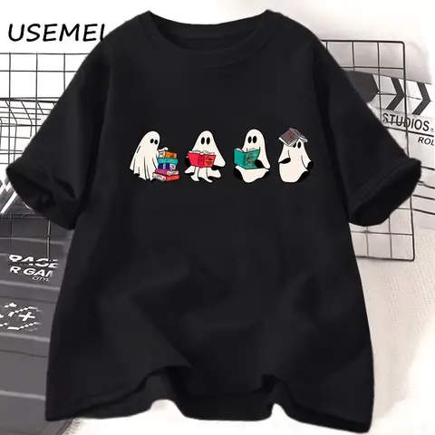 Cute Ghost Reading Acotar Book Spooky Book Club T-shirt Women Men Silly Ghost T Shirt Book SMJ Bookish Tshirt Retro Cotton Tees