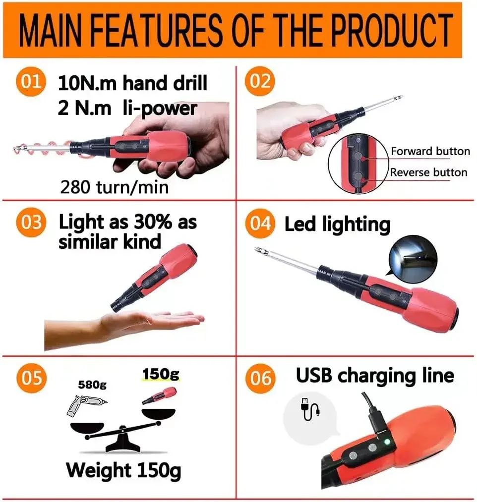 1PC미니 전기 드라이버 다기능 휴대용 전기 드라이버 강력한 충전식 드라이버. 가정용 DIY용 액세서리