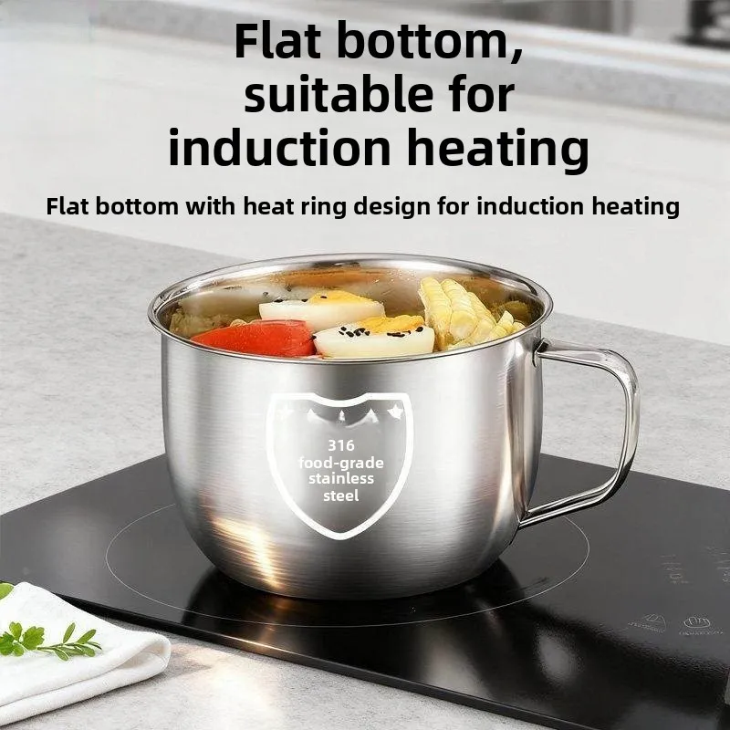 

Stainless Steel Noodle Bowl with Lid Dormitory Lunch Box Fast Food Soup Cup Student Dormitory Meal Tray Canteen Rice Bowl