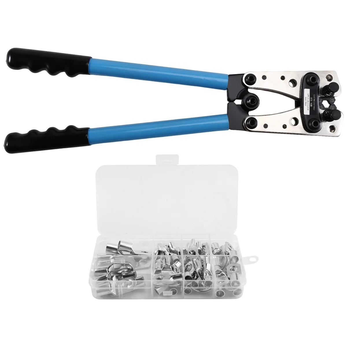 

BAAQ-50B Набор инструментов для обжима кабельных наконечников, 60 шт., медные кольцевые клеммы 10-1/0 AWG, 8 размеров для сверхмощных проводов