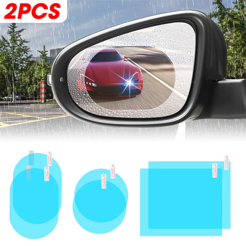 

2Pcs Car Truck Rearview Mirror Rain-proof Film Window Glass Anti-Fog Anti-reflective Clear Waterproof Sticker Multi Sizes Films