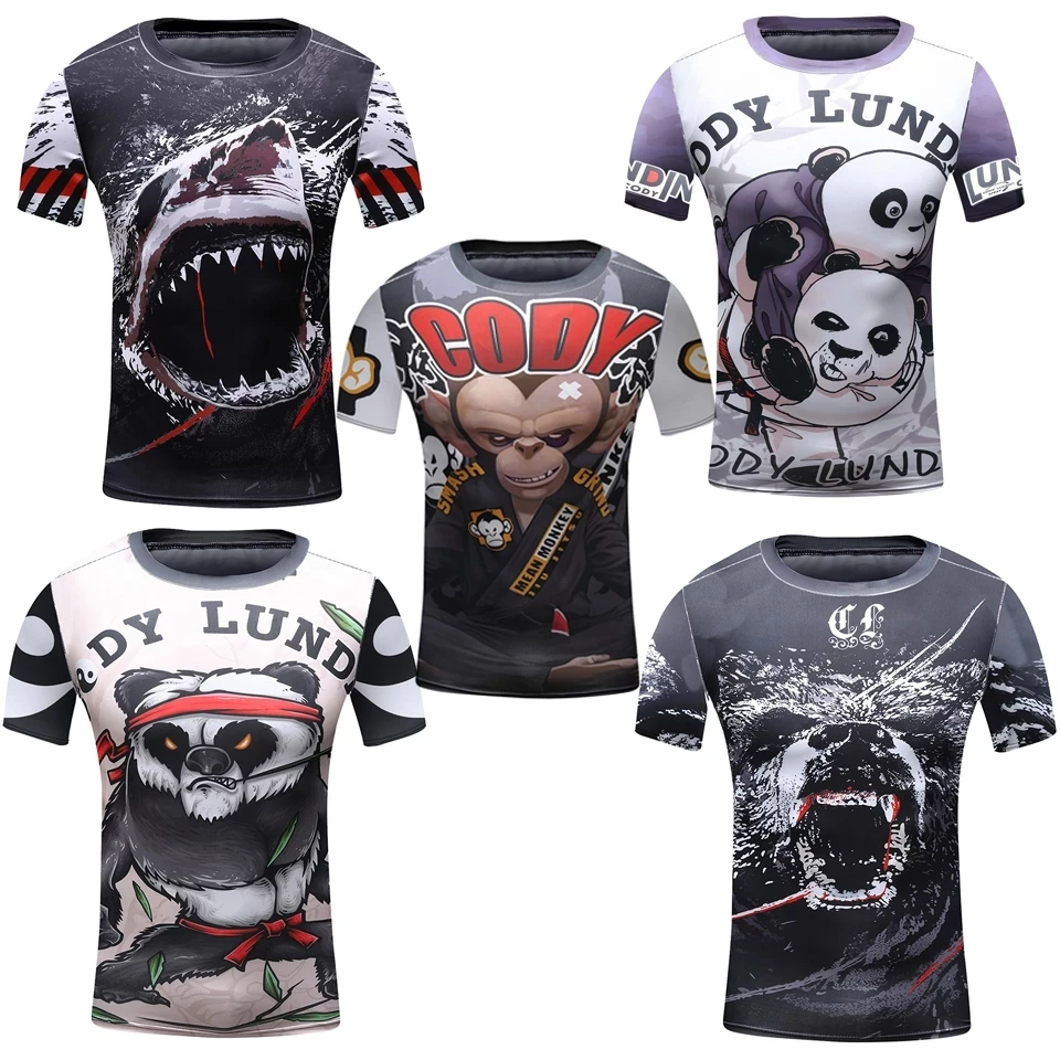 MMA Kids Boxing T-shirts+Shorts Sportsuit Rashguard Jiu Jitsu T-shirt For Boy Kickboxing Gym Fighwear Children Muay Thai Clothes