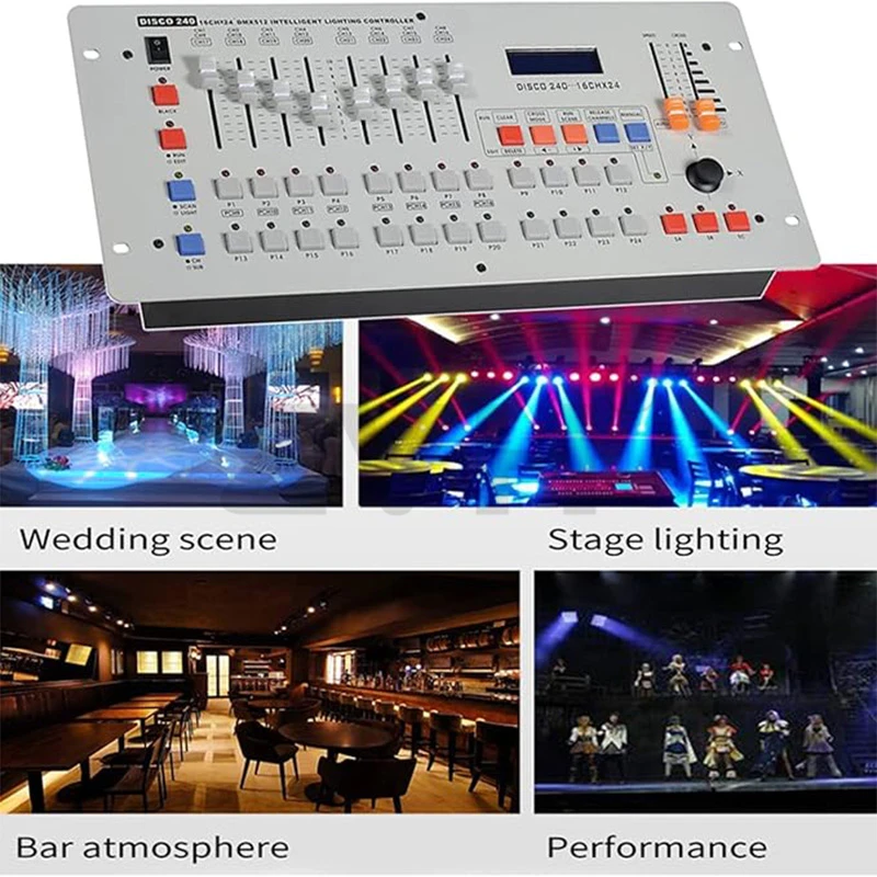 24 Channels DMX Signal Console Disco 240 DMX Controller Stage Lighting Controller for Moving Head DJ Light Stage Effect Lights