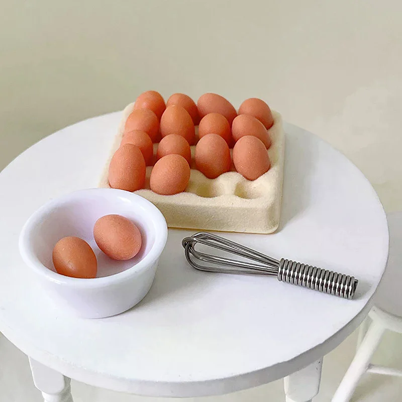 Doll Toy Dollhouse Gift Miniature Simulation House Scene with Tray Egg Food Accessories Kitchen Model 1/4/17pcs Playing
