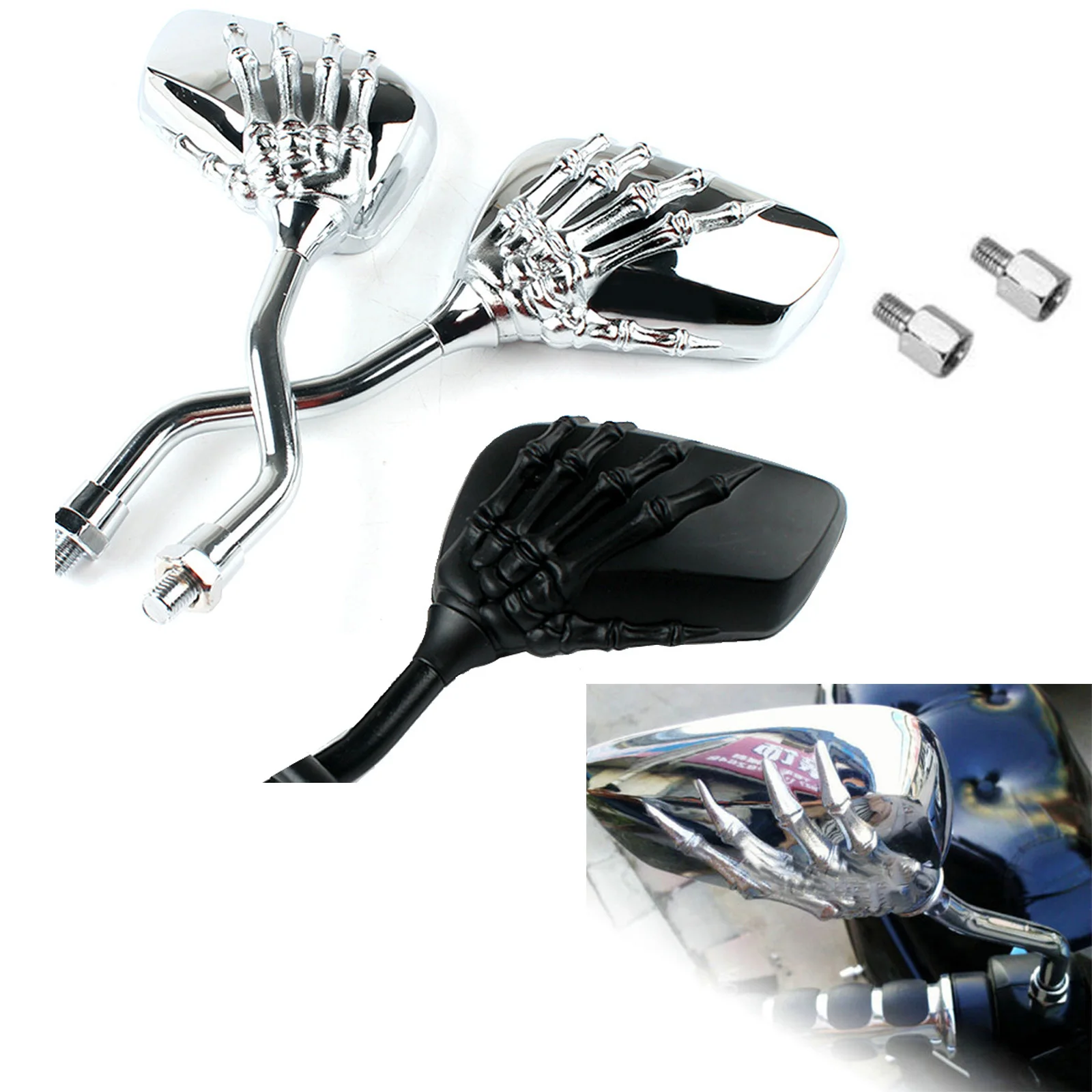 

1 Pair Motorcycle Skull Hand Rearveiw Mirrors For Honda VTX 1300 C R S RETRO Shadow Ace Classic VT VF VLX 500 600 700 750 1100