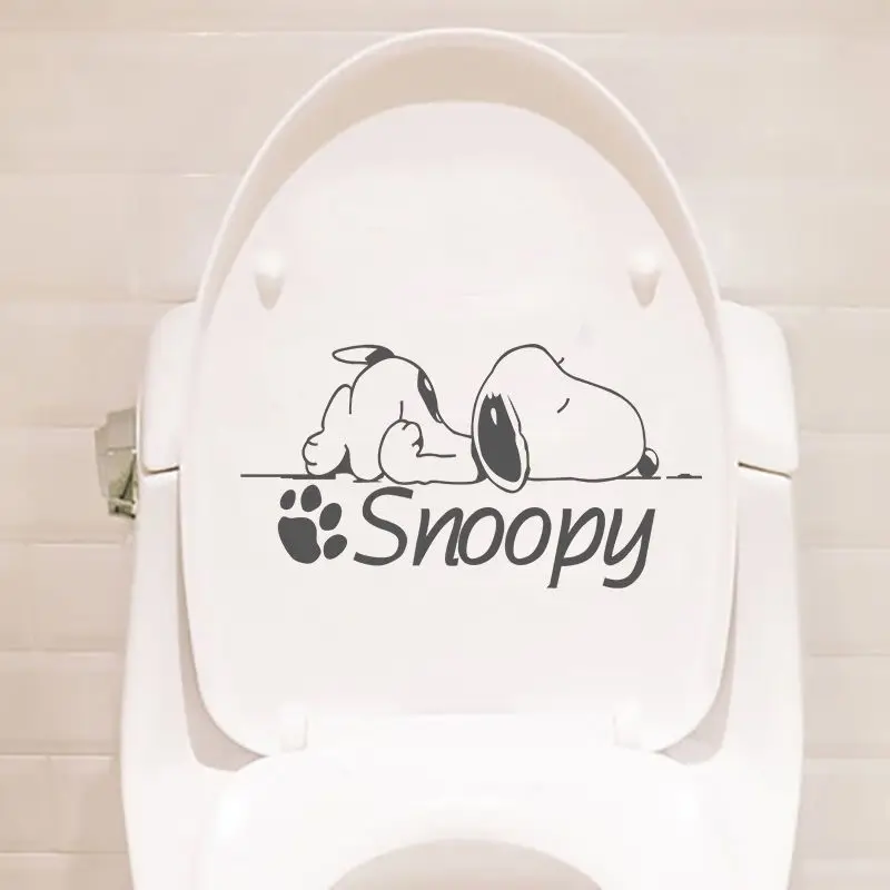 Snoopy Cartoon Animação Decoração Adesivo, Criativo Padrão De Cão Bonito, Assento Sanitário Impermeável Transparente, Periférico