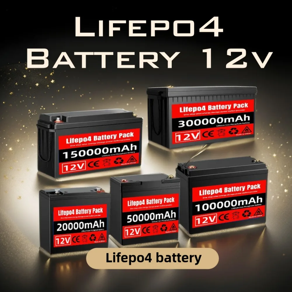 

Lifepo4 battery 12V 100Ah 200Ah 300Ah LiFePo4 Battery Pack Lithium Iron Phosphate Batteries Built-in BMS For Solar Boat No Tax