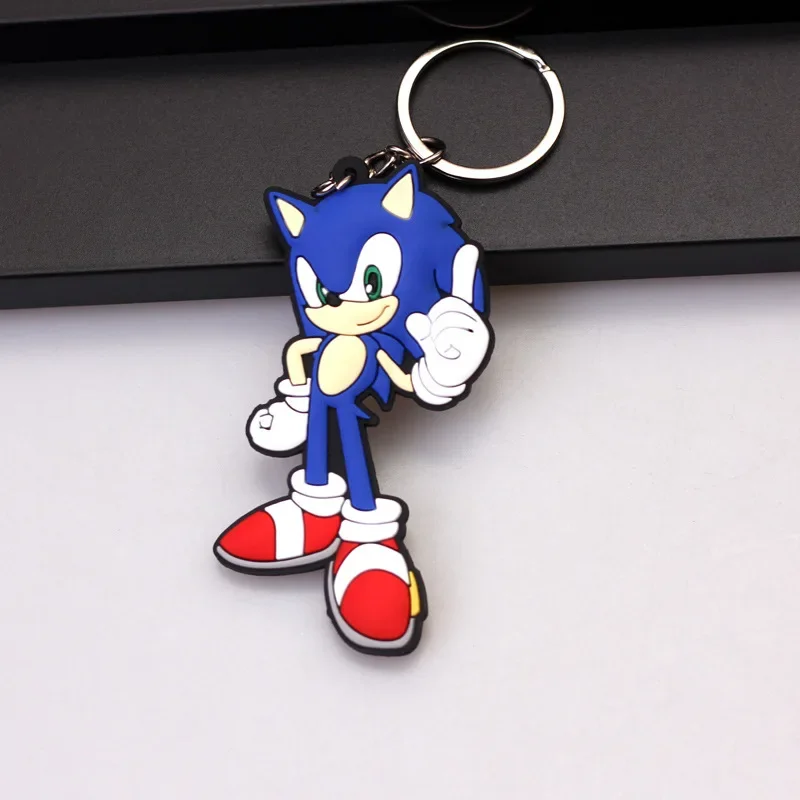 Sonic Anime Silicone Keychain Kawaii Cartoon Figure Amy Rose Team Dark Doll Key Chain Keyring Key Charms Kids Birthday Toys Gift