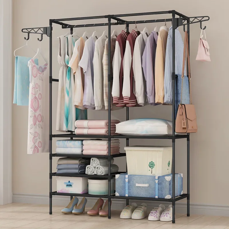 

Simple Fashion Coat Rack Large Capacity Bedroom Wardrobe Closet Clothes Hanger Mutifunctional Storage Organizer Floor Shelf WF