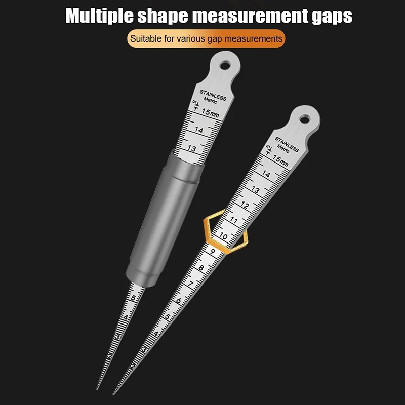 Jauge conique en acier inoxydable 1-15mm, outil de mesure des trous de règle de diamètre intérieur pour échelle d'ouverture conique