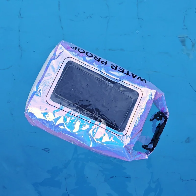 Iridescent Waterproof Bucket Crossbody Dry Bag Outdoor Swimming Colorful Waterproof Phone Storage Pouch For Beach Water Sports view 4