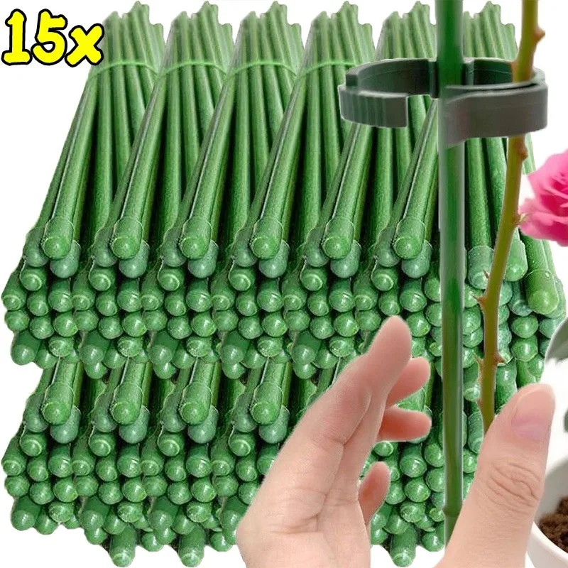 Suporte para plantas, estacas, palitos de plantas verdes, suporte em vaso, haste de fixação de haste de videira única, planta reutilizável, suporte anti-poding