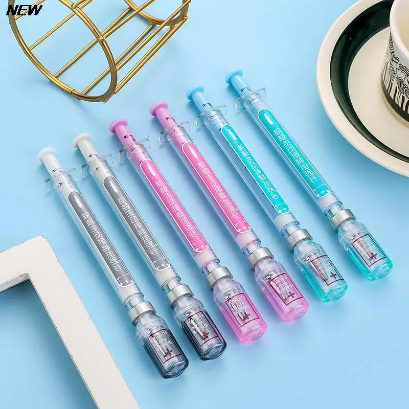 1PCS Creative Syringe Modelling Neutral Pen Gel Signature Pens Cute Stationery School Office Supplies Gel Pen Kawaii Stationery