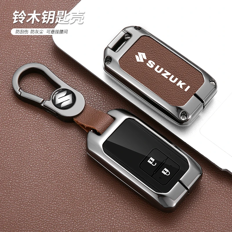 Zinc Alloy Leather Car Smart Key Case Cover Protector Shell For Suzuki Sierra Jimny Swift Embona Spacia Wagon Ertiga Accessories