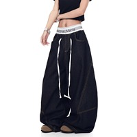 DM Men's Black Punk Y2k Baggy Jeans Harajuku Vintage Denim Trouser Japanese 2000s Style Boyfriend Jeans Pants Oversize Clothes