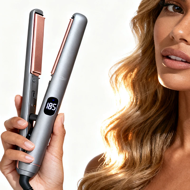 Wide Plate Steam Straightening Device, Adjustable Temperature, Quick Heating, Lcd Display, Suitable For Hair Care And Styling
