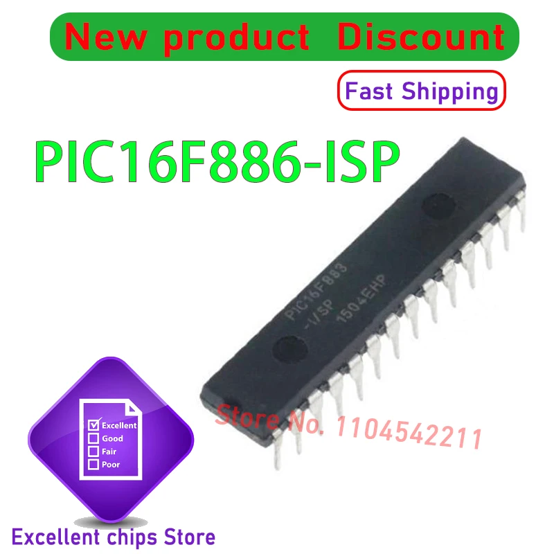 

10pcs/lot Original PIC16F886-I/SP PIC16F886 DIP28 IC Chip 100% New and Genuine