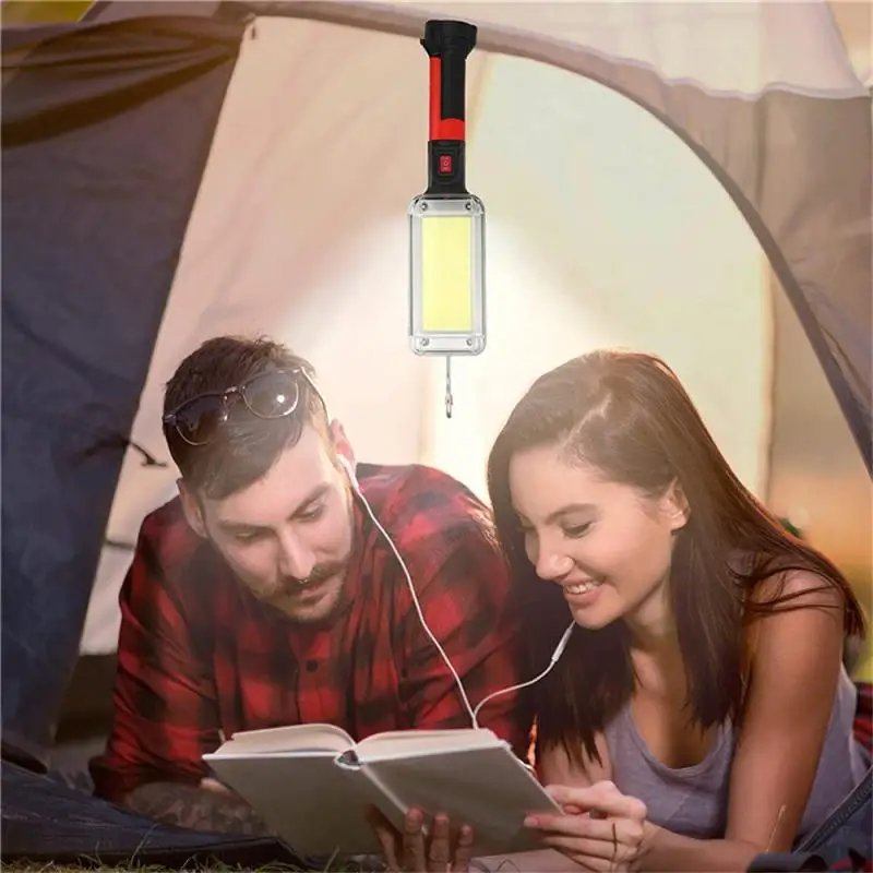 

Rechargeable COB Work Light Portable LED Flashlight 18650 Adjustable 2Mode Waterproof Magnet Design Camping Lantern