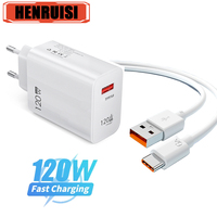 120W USB Charger Fast Charging QC3.0 Type C Cable Wall Phone Charger Adapter For iPhone Huawei Samsung Xiaomi Quick Charge