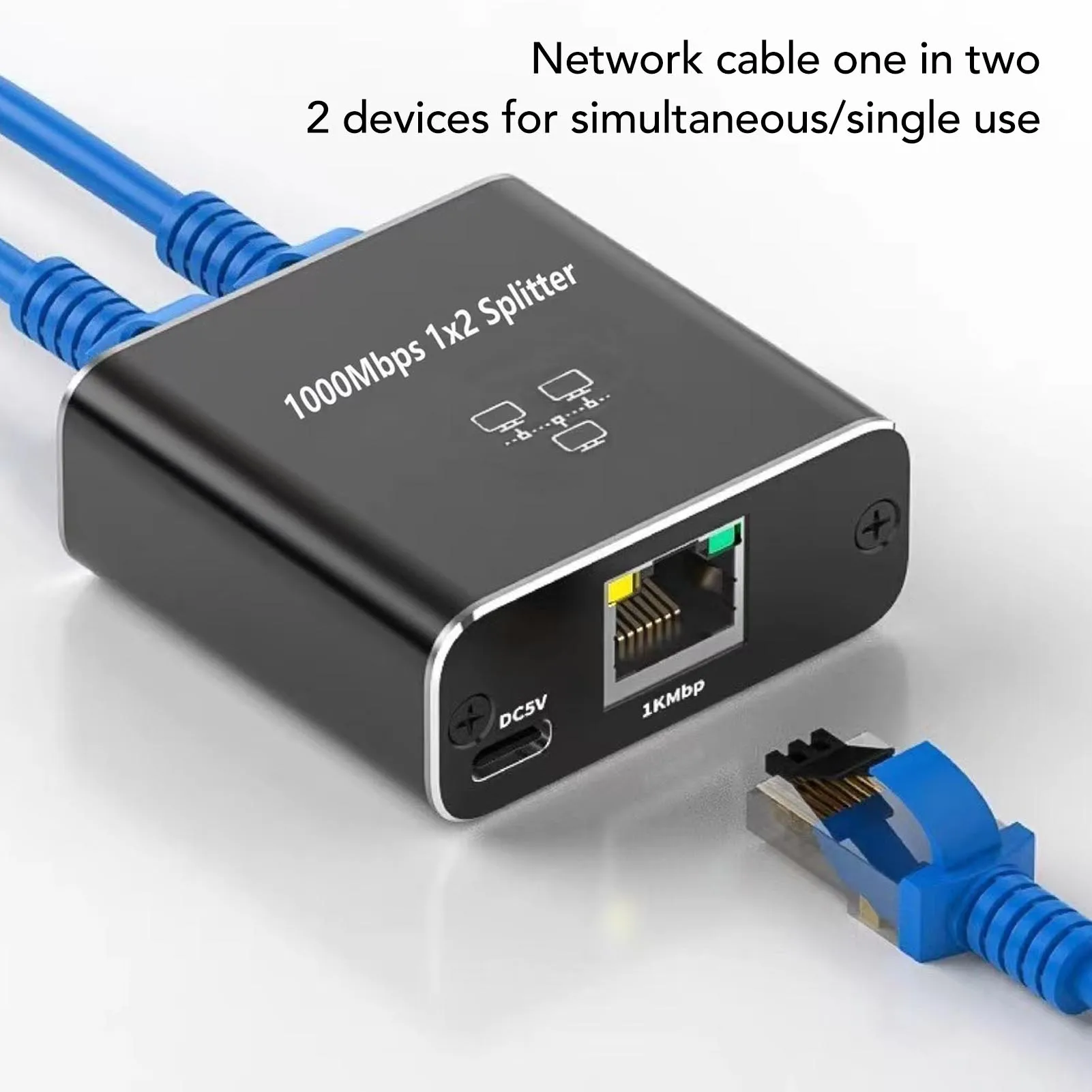 ตัวแยกสายอีเธอร์เน็ต 1 ต่อ 2 ความเร็ว 10/100/1000Mbps ใช้งานร่วมกับสาย Cat5 Cat5e Cat6 Cat7 ได้ รองรับการเชื่อมต่อเครือข่าย RJ45 ให้สองอุปกรณ์ใช้งานร่วมกัน