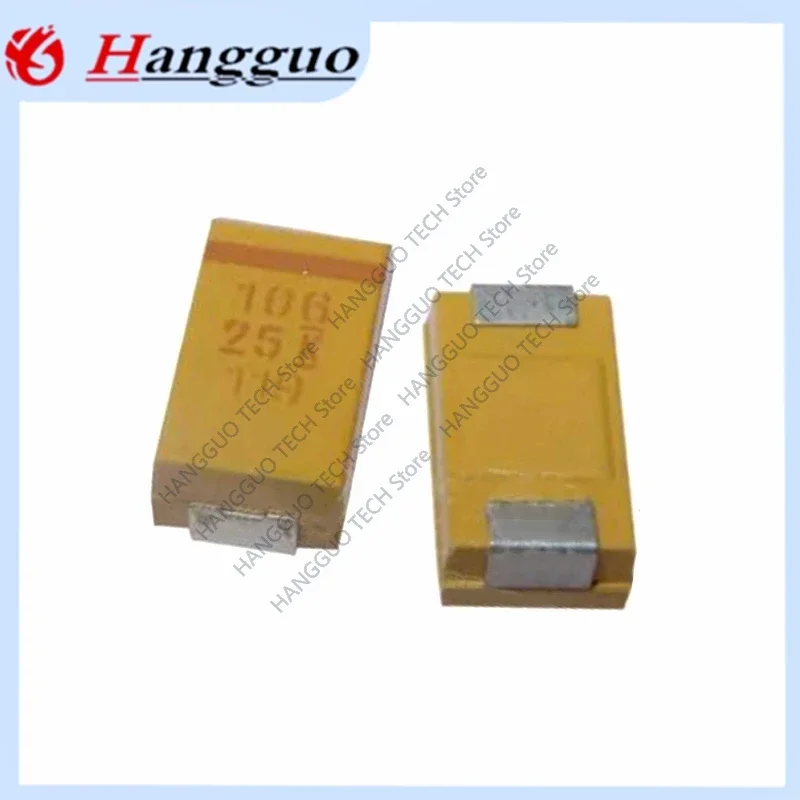 100 unids/lote Original nuevo parche de condensador de tantalio amarillo 25V/10UF volumen tipo D 7343 10UF/25V pantalla de seda 106