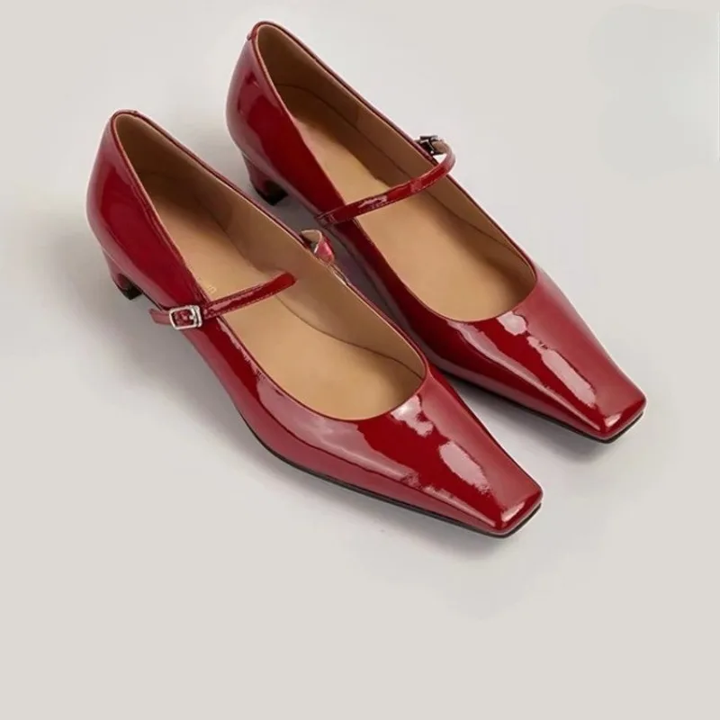 Women's Pumps 2024 Autumn New Square Toe Women Shoes Comfortable Low Heel Mary Jane Shoes Casual Fashion Female Leather Shoes image 4