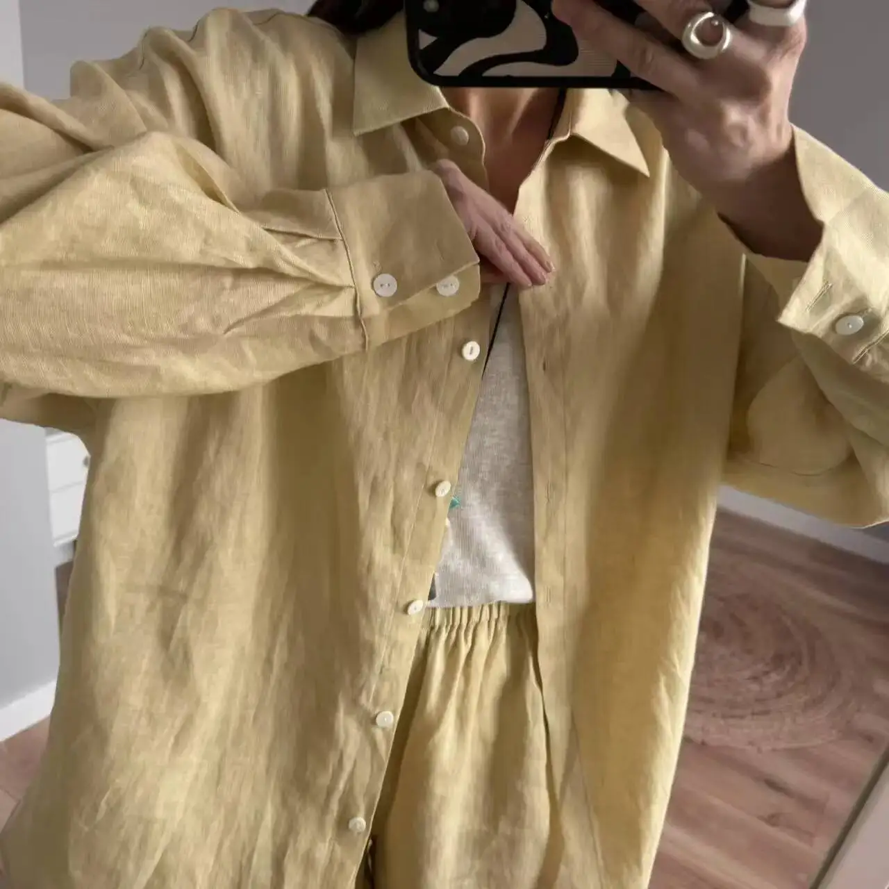 

Women 2025 Summer Casual Linen Blouse Shorts Sets