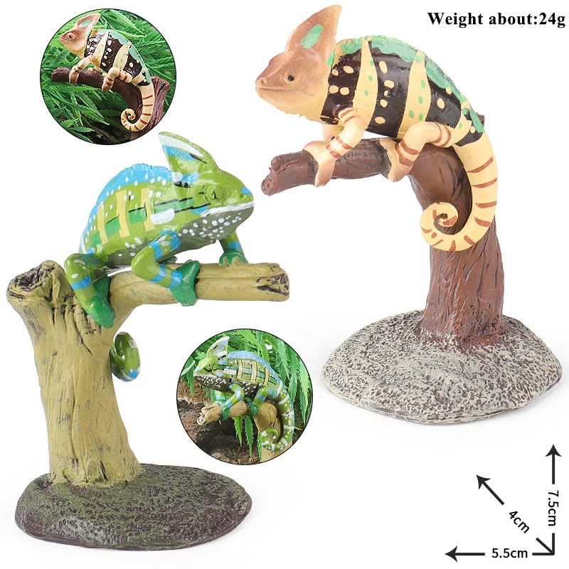 Oenux Forest Reptile Animals Wild Chameleon Frog Lizard Snake Action Figure Model Figurines Collection Toy For Kids Gift