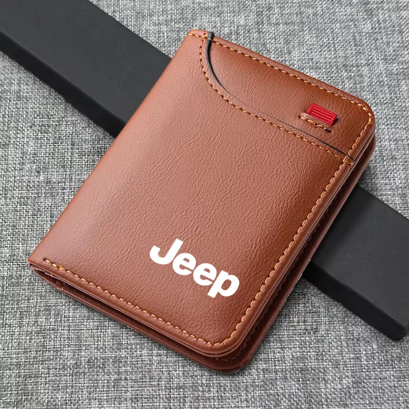 محفظة جلدية بشعار السيارة محفظة صغيرة لبطاقات الائتمان محفظة صغيرة محمولة لسيارة جيب رينيجيد كومباس جراند شيروكي رانجلر jk