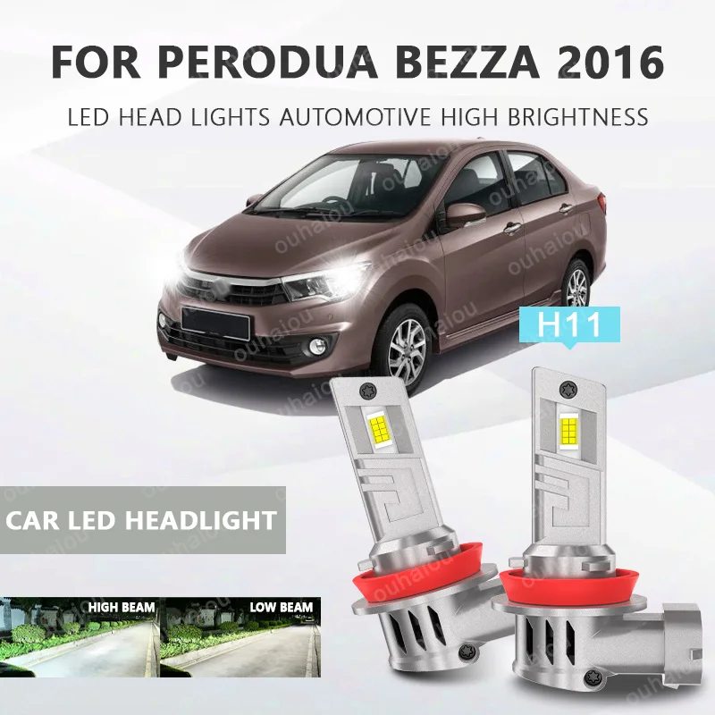 

2Pcs H8 H11 LED Headlight LED Lights Head Lamp for Car LED Headlight Bulb with heat sink For PERODUA Bezza 2016